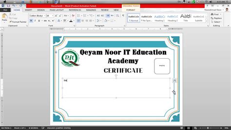 Microsoft Word Project 2 How To Design A Certificates Youtube