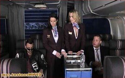 Assfucked CFNM Stewardess Joins Mile High Club