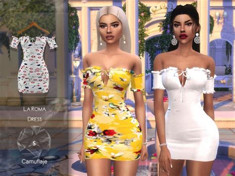 The Sims Resource La Roma Dress By Camuflaje • Sims 4 Downloads