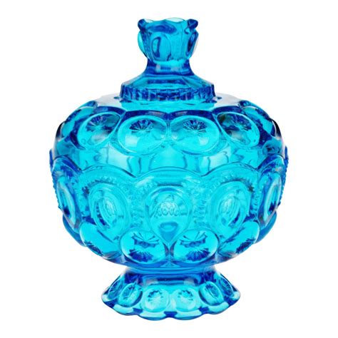Elegant dish to use as a center piece for the dinner or coffee table, bathroom vanity, or dresser. Vintage L.E. Smith Cobalt Blue Glass Moon & Stars Candy ...
