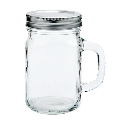 12 Ounce Perfectly Plain Glass Mason Jar With Handle From Fashioncraft