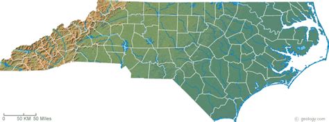 North Carolina Physical Map And North Carolina Topographic Map