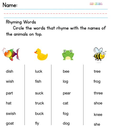 Grade 2 Rhyming Words Rhyming Word Worksheetprintable Phonics