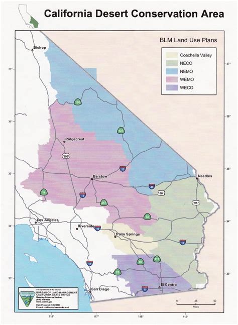 Land Use Planning Regions Of The California Desert Conservation Area