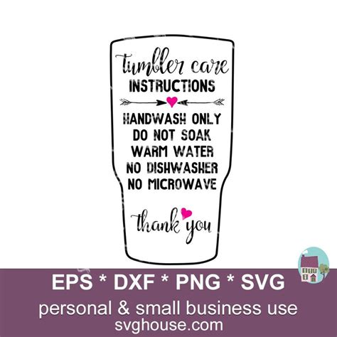 Tumbler Care Instructions Svg Care Card Cut File Vector Image For