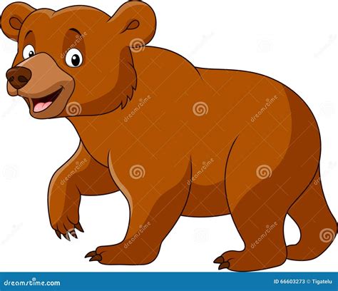 Cute Bear Walking Isolated On White Background Stock Vector