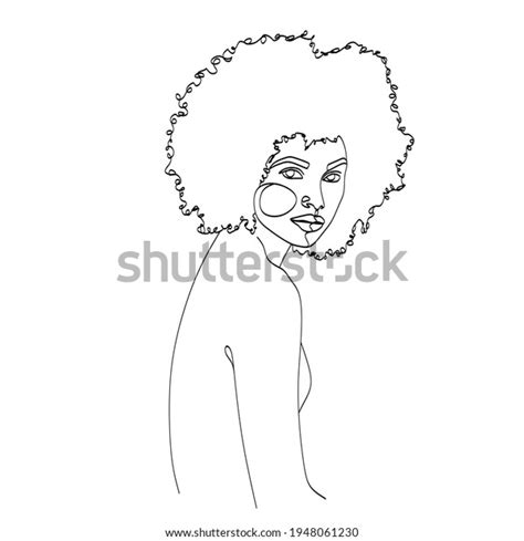 Line Art Woman Face Drawing Black Stock Vector Royalty Free