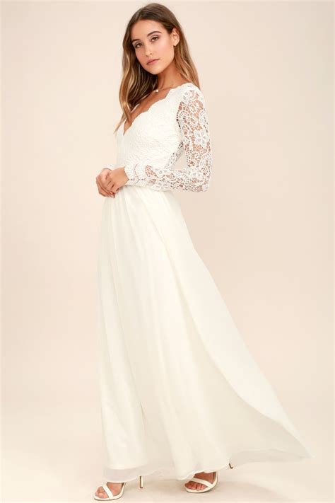 Awaken My Love White Long Sleeve Lace Maxi Dress Wedding Dresses Under 500 A Line Wedding Dress