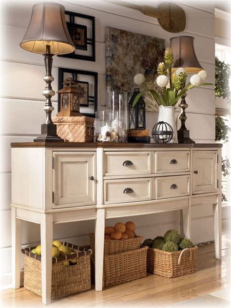 Buffet table decor and styling; Barron's Furniture and Appliance - Regular Height Dining ...