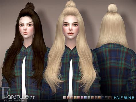 Sims 4 Hairs ~ The Sims Resource Hair Half Bun N27b By S Club