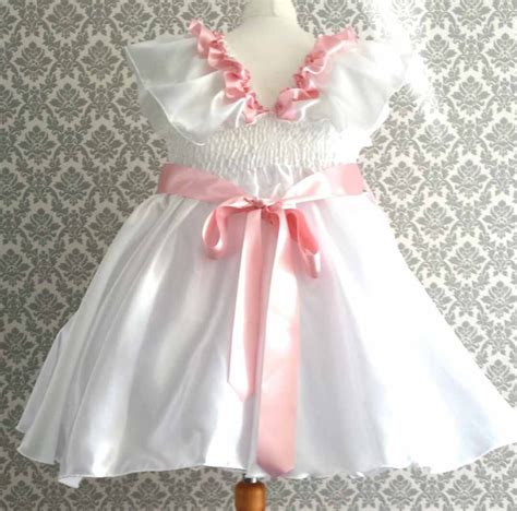 All Sizes Adult Baby Sissy Short Dress In White Satin With Etsy Australia