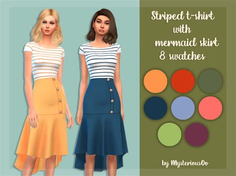 The Sims Resource Striped T Shirt With Mermaid Skirt