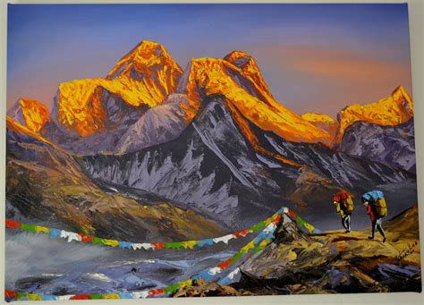 Paintings From Nepal Golden Lining Canvas Painting Landscape World