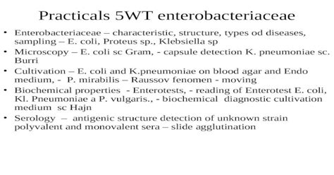 Ppt Practicals 5wt Enterobacteriaceae Enterobacteriaceae