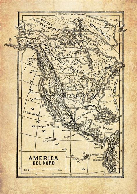 Ancient Map Of North America Stock Illustration Illustration Of