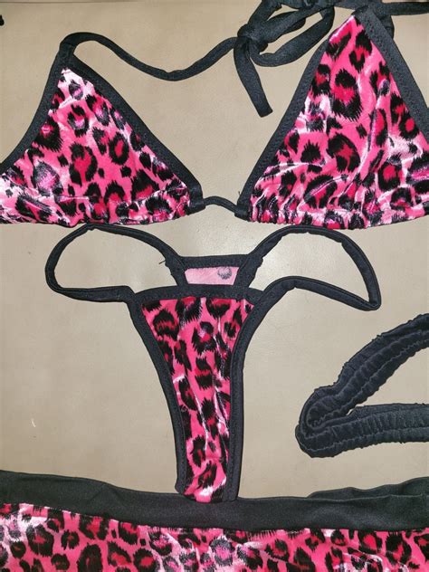 Pink Leopard Skimpy Thong Bikini And Skirt Designer Clothing Shoes Handbags And More
