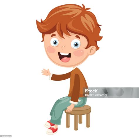 Vector Illustration Of Kid Sitting On Chair Stock Illustration