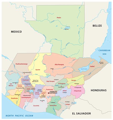 Large Detailed Road And Political Map Of Guatemala Guatemala Large Images