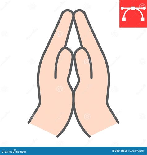 Praying Hands Color Line Icon Religion And Namaste Hands Folded In