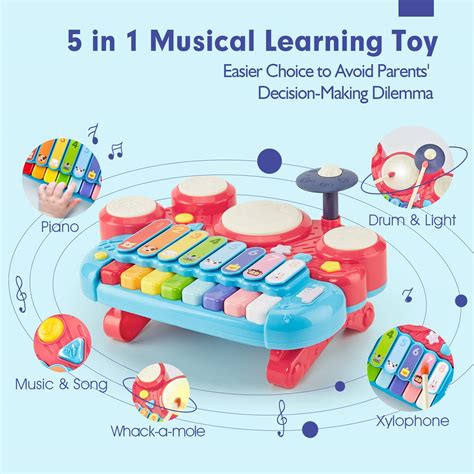 Hahaland 5 In 1 Baby Musical Instruments Toddler Toys For 1 Year Old
