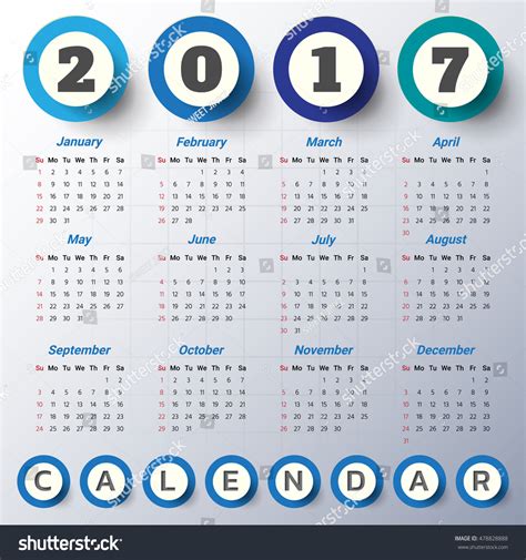 2017 Modern Calendar Template Vectorillustration Stock Vector Royalty