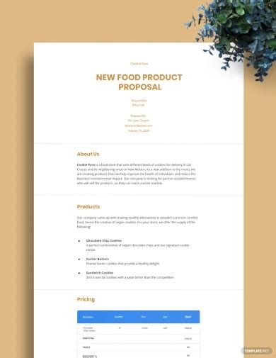 Free 12 Food Product Proposal Samples In Pdf Ms Word