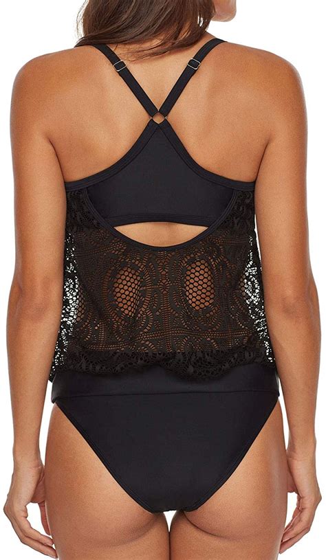 annjo women two piece lace swimsuit sexy see thru crochet black2 size large 682228251145 ebay