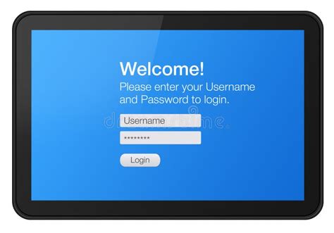 Interactive Tablet With Welcome Screen Stock Illustration