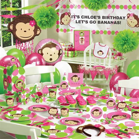 Pink Mod Monkey 1st Birthday Ultimate Party Pack Monkey Theme Birthday