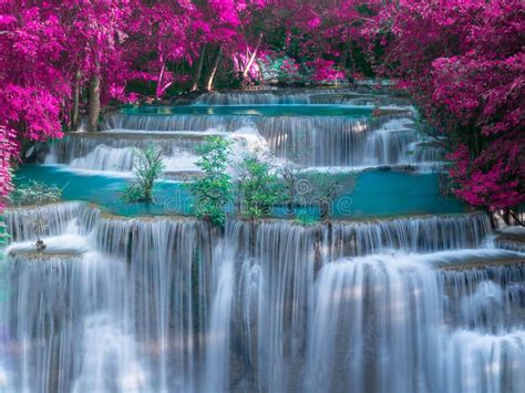 Waterfall In Tropical Rain Forest Jungle Thailand Nature Stock Photo