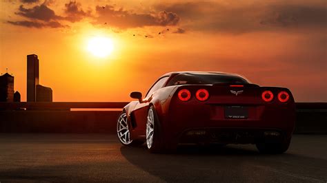 Baggrunde Solnedgang Sportsvogn Corvette Nissan Gt R Chevrolet