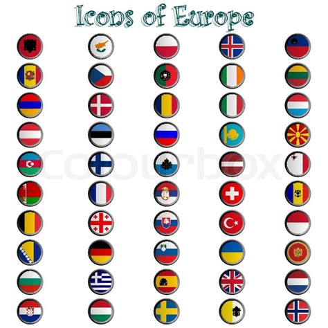 Ikoner Af Europa Komplet Samling Stock Vektor Colourbox