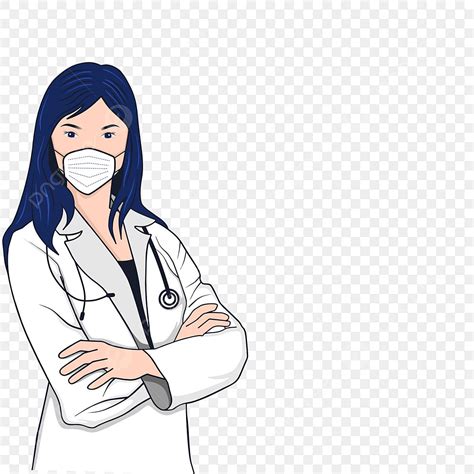Gambar Dokter Wanita Memakai Masker Topeng Dokter Wanita Png Dan