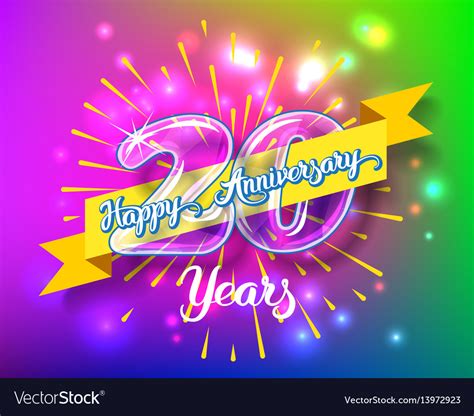 Happy 20th Anniversary Glass Bulb Numbers Set Vector Image