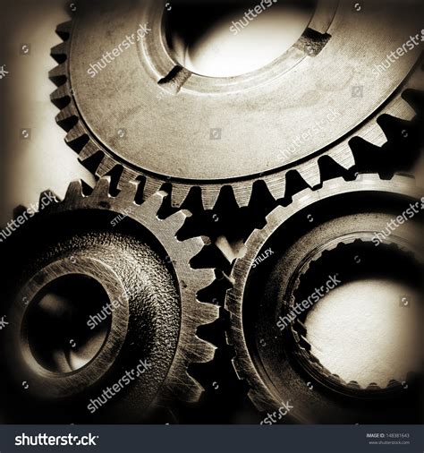 Closeup Metal Cog Gears Stockfoto 148381643 Shutterstock