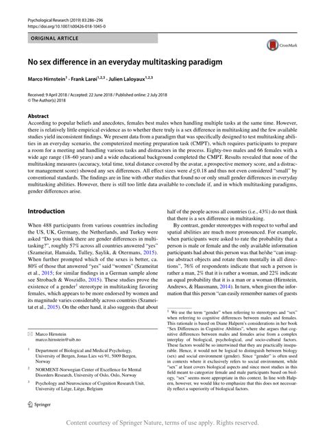 Pdf No Sex Difference In An Everyday Multitasking Paradigm