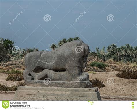 Statue Of Babylonian Lion In Babylon Ruins Iraq Stock Image Image Of