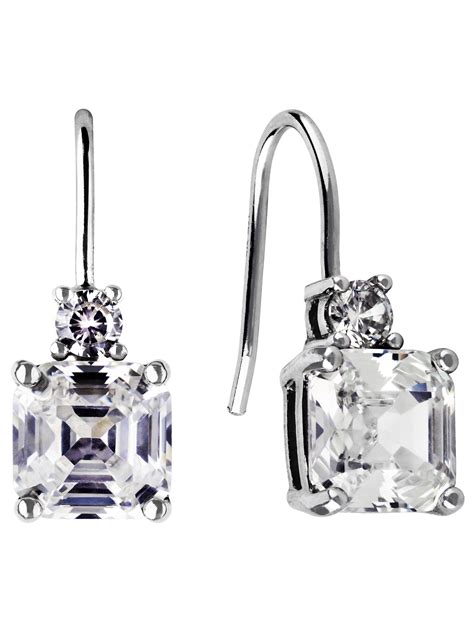 Brilliance Fine Jewelry Womens Simulated Diamond Drop Earrings In Sterling Silver