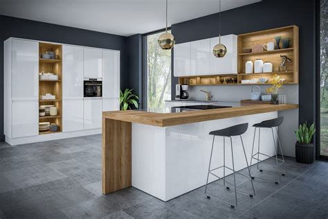 Many people put their top cabinets as high as their roof will allow, but then cannot access the top shelves of the cabinets without using a chair. Jayline Handleless White High Gloss Kitchen Doors & Drawer Fronts - Just Click Kitchens
