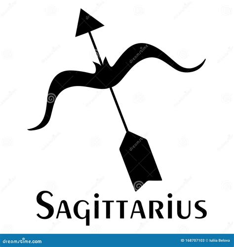 Arrow And Bow Sign Of Sagittarius Logo Silhouette Image Stock