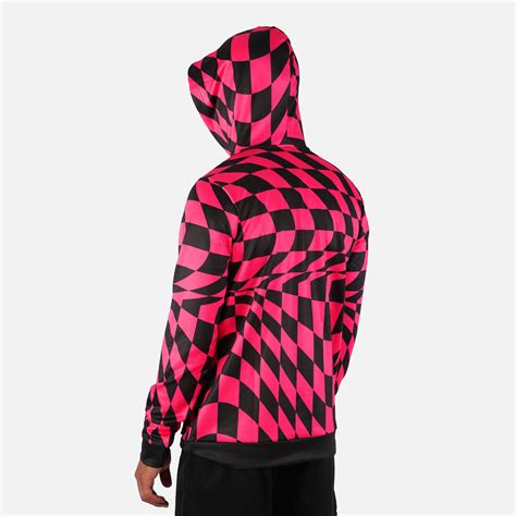 Pink Warped Checkered Hoodie | Cool hoodies, Form fitting hoodie, Hoodies