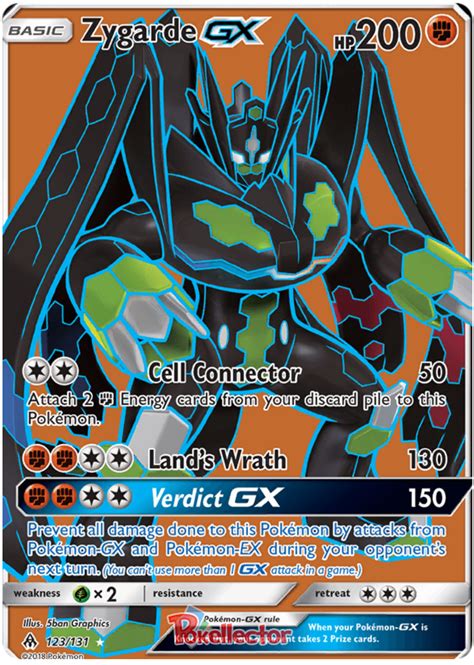 Fully upgrade zygarde with all 100 zygarde cells & cores hidden throughout the alola region in pokemon sun and moon. Zygarde GX - Forbidden Light #123 Pokemon Card