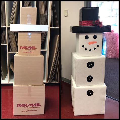 Adorable Diy Snowman Made From Cardboard Boxes