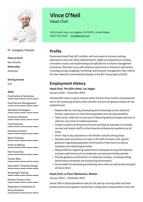 Sample Of Chief Mate Resume Chef Resume Examples Template