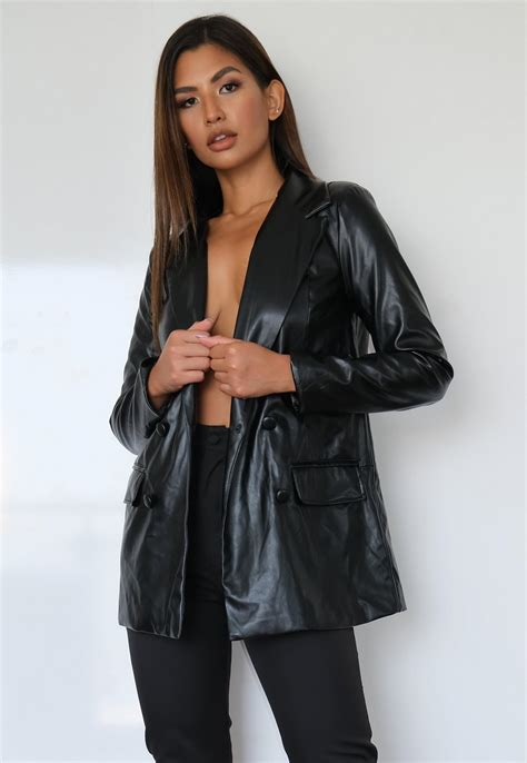 Black Faux Leather Oversized Blazer | Missguided Ireland