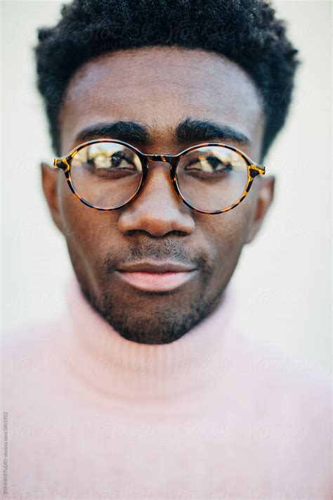 Closeup Portrait Of A Black Man Wearing A Modern Glasses By Stocksy