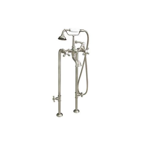 Five Handle Floor Mounted Clawfoot Tub Faucet With Diverter And