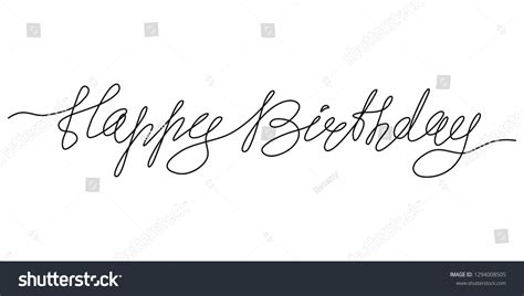 Continuous Line Drawing Lettering Happy Birthday Image Vectorielle De