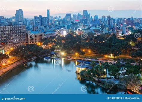 Sunset Scenery Of Downtown Taichung A Vibrant Metropolis In Central