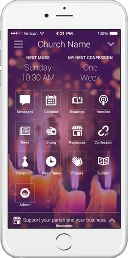 Prayer button in myparish app. advent-phone | myParish App